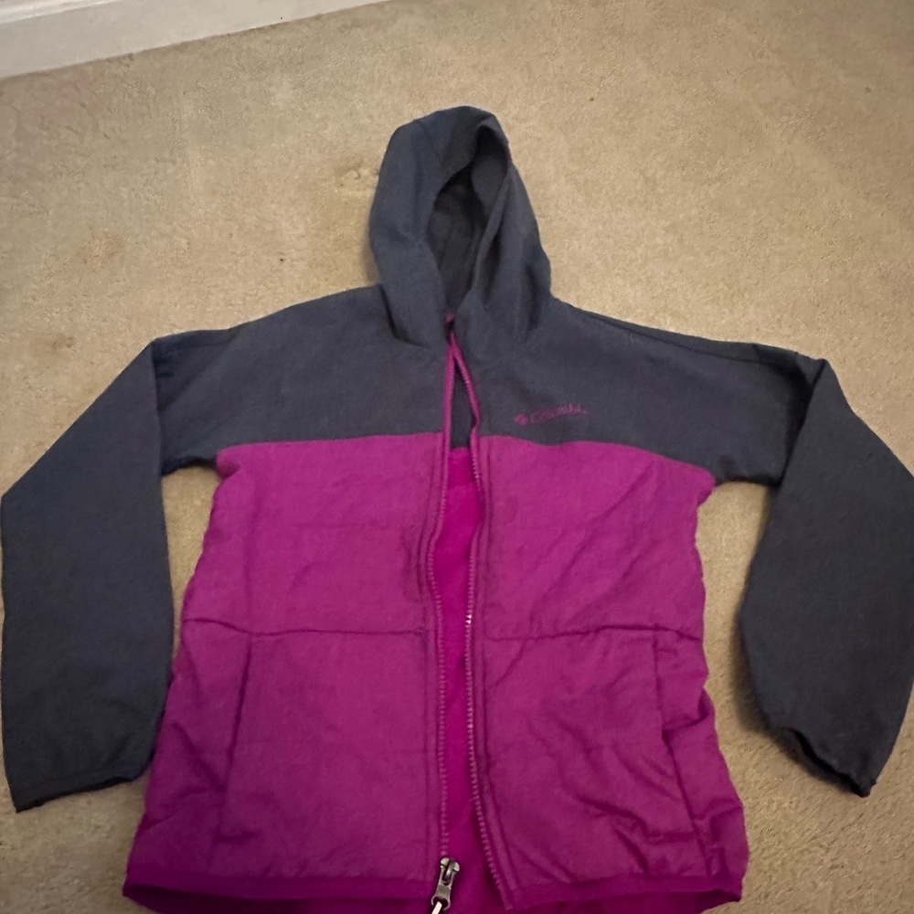 Columbia Kids' Pink and Gray fleece lined jacket size 7/8